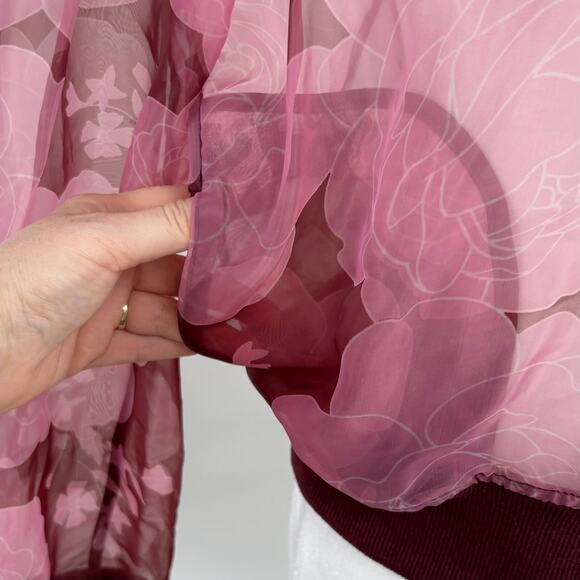 Anthropologie Dolan Sheer Organza Floral Full Zip Bomber Jacket Size Medium - Picture 9 of 15